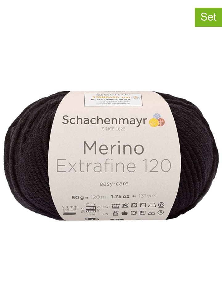 Schachenmayr since 1822 Przędza wełniana (10 szt.) w kolorze czarnym - 10 x 50 g rozmiar: onesize