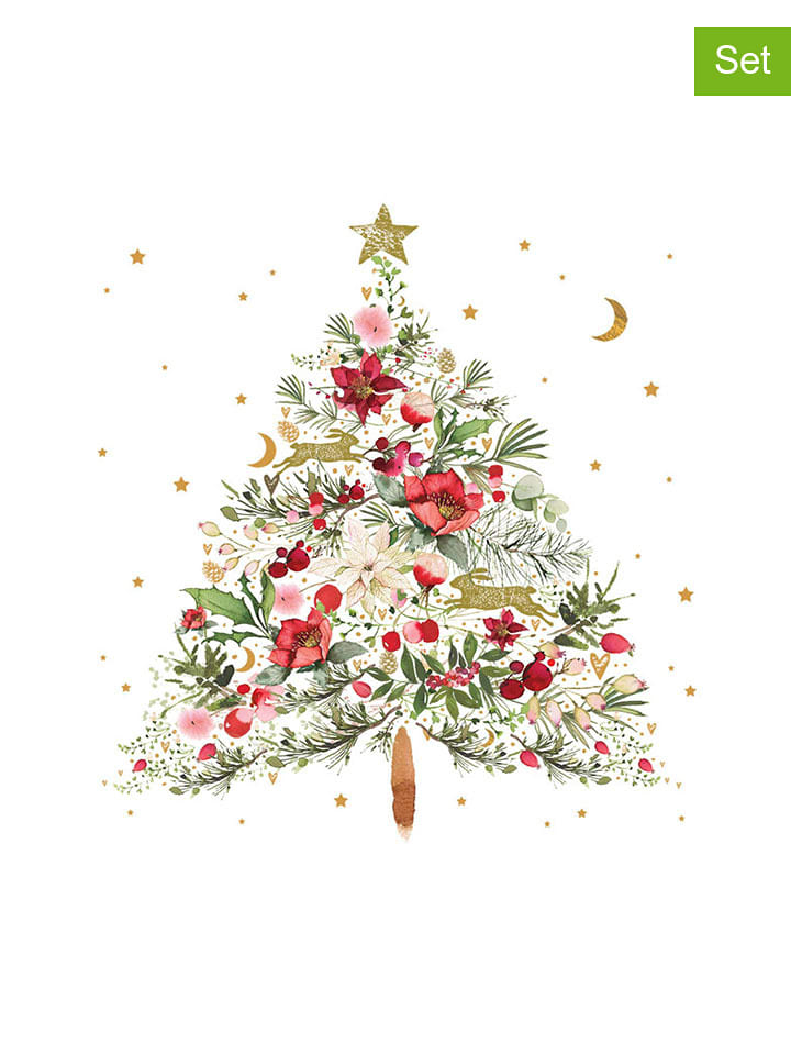 ppd Serwetki (40 szt.) "Christmas Tree" w kolorze biało-zielono-czerwonym rozmiar: onesize