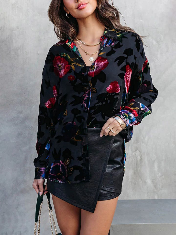 Milan Kiss Koszula w kolorze czarno-różowym ze wzorem rozmiar: M