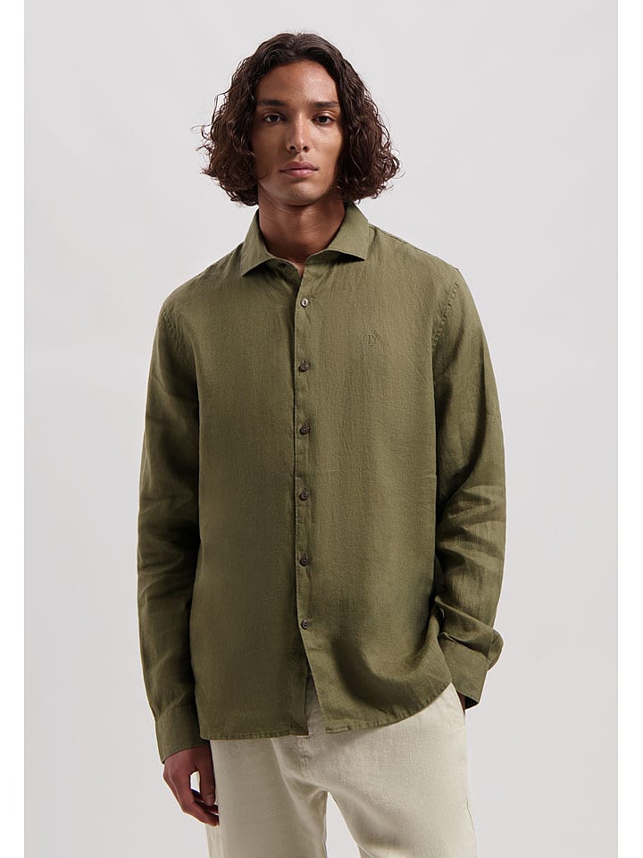 DSTREZZED Lniana koszula w kolorze khaki rozmiar: XL
