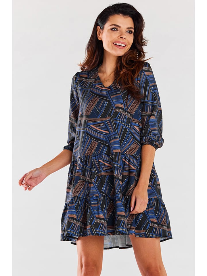 Awama Sukienka w kolorze granatowym ze wzorem rozmiar: L/XL