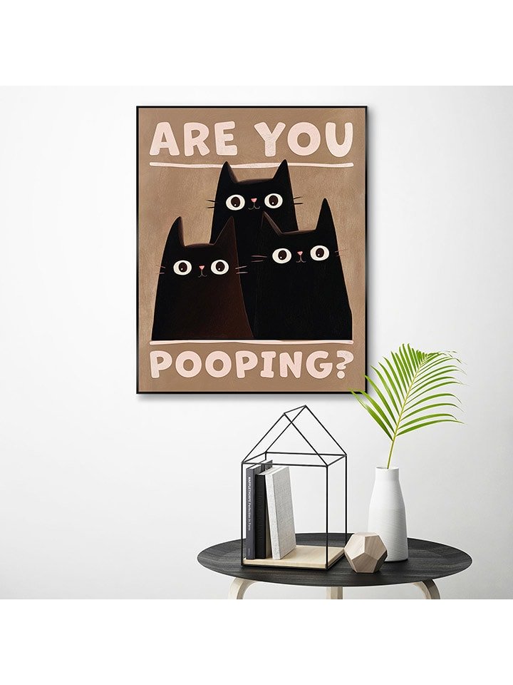 Orangewallz Druk artystyczny "Curious Cats" w ramce rozmiar: 40x50 cm