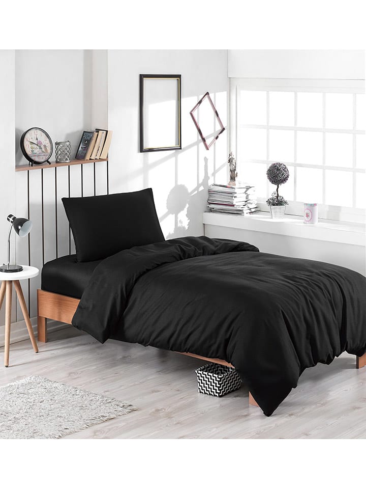 Elizabed Komplet pościeli "Solid" w kolorze czarnym rozmiar: 155x200 cm