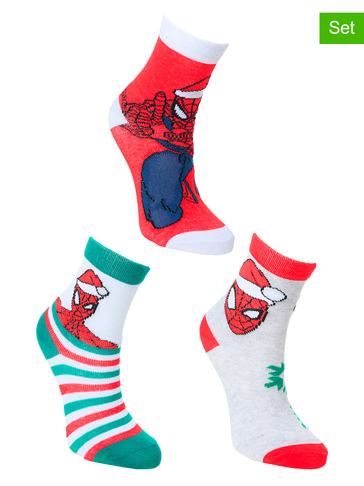 Spiderman Skarpety (3 pary) "Spider-Man" w kolorze czerwono-białym rozmiar: 31-34