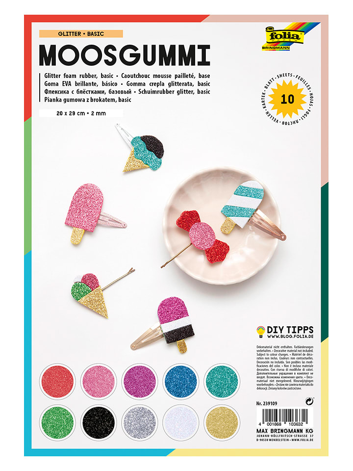 folia PAPER Brokatowa guma piankowa (10 szt.) w różnych kolorach rozmiar: onesize