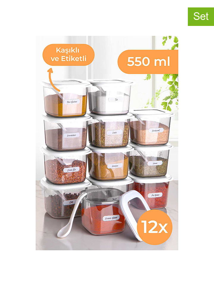Violeta Home Pojemniki (12 szt.) w kolorze białym - 550 ml rozmiar: onesize