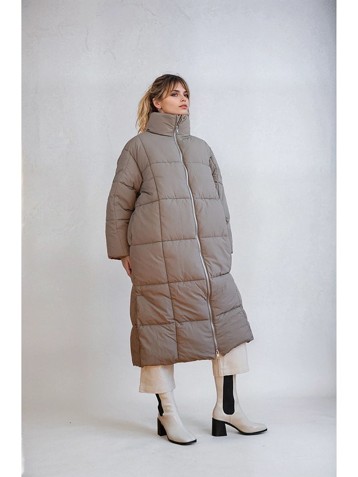 Monki Płaszcz pikowany w kolorze szarym rozmiar: XL