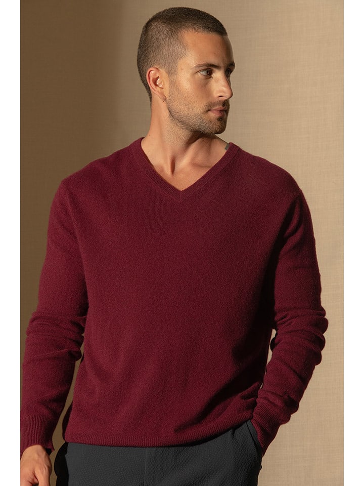 Perfect Cashmere Kaszmirowy sweter "Alexander" w kolorze bordowym rozmiar: L