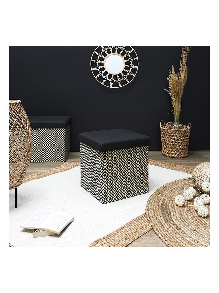 Ethnical Life Hocker w kolorze czarno-szarym ze schowkiem - 38 x 38 x 38 cm rozmiar: onesize