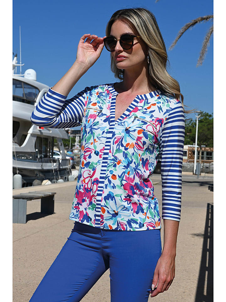 Bleu d'Azur Bluzka "Kurt" w kolorze niebiesko-różowo-białym rozmiar: 44