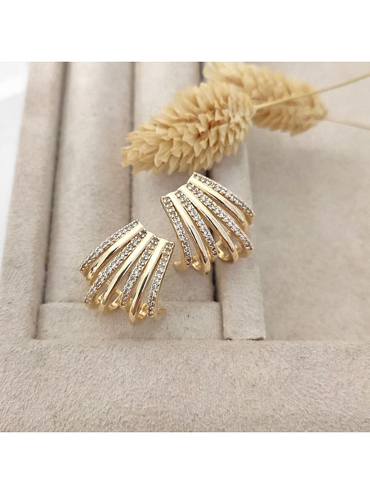 Nakkash Pozłacane kolczyki-wkrętki z cyrkoniami rozmiar: onesize