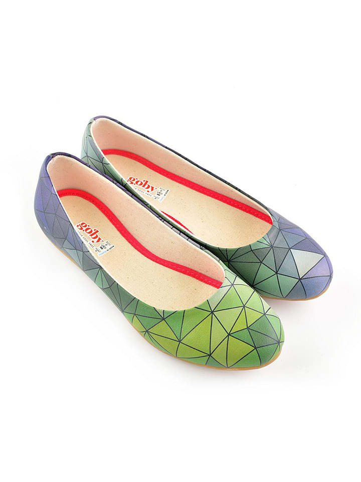 Goby Baleriny w kolorze niebiesko-zielonym ze wzorem rozmiar: 41