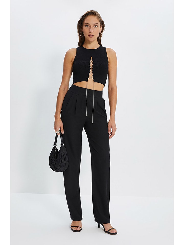 trendyol Spodnie w kolorze czarnym rozmiar: 34