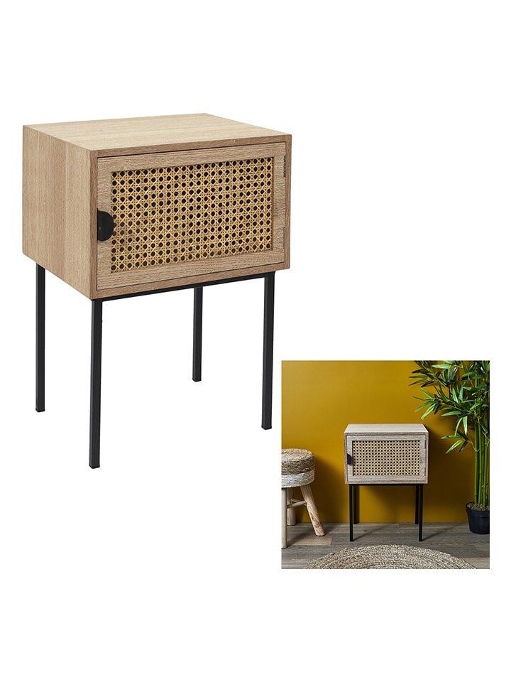 Ethnical Life Stolik nocny w kolorze beżowym - 40 x 55,5 x 30 cm rozmiar: onesize