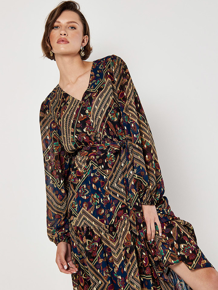 Apricot Sukienka w kolorze granatowo-beżowo-czarnym rozmiar: L