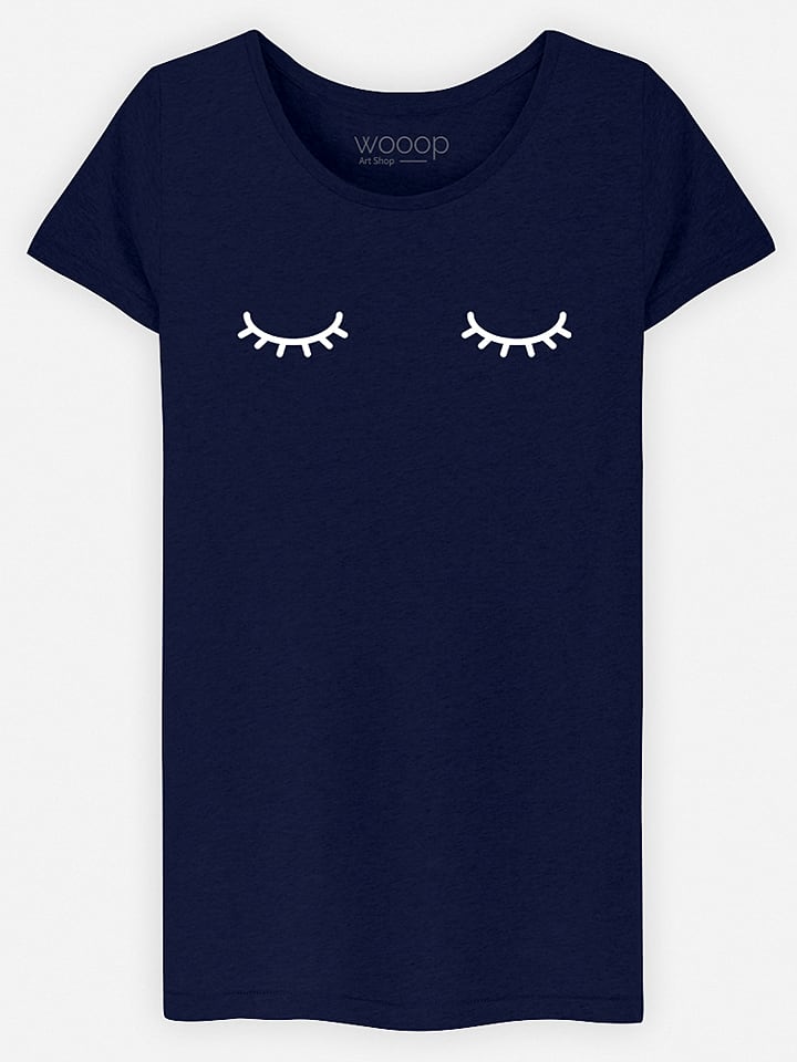 WOOOP Koszulka "Eyes Closed" w kolorze granatowym rozmiar: XL