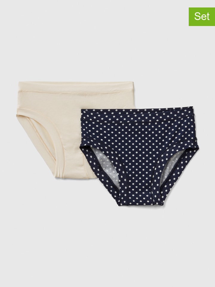 Benetton Majtki (2 pary) w kolorze kremowo-granatowym rozmiar: 160
