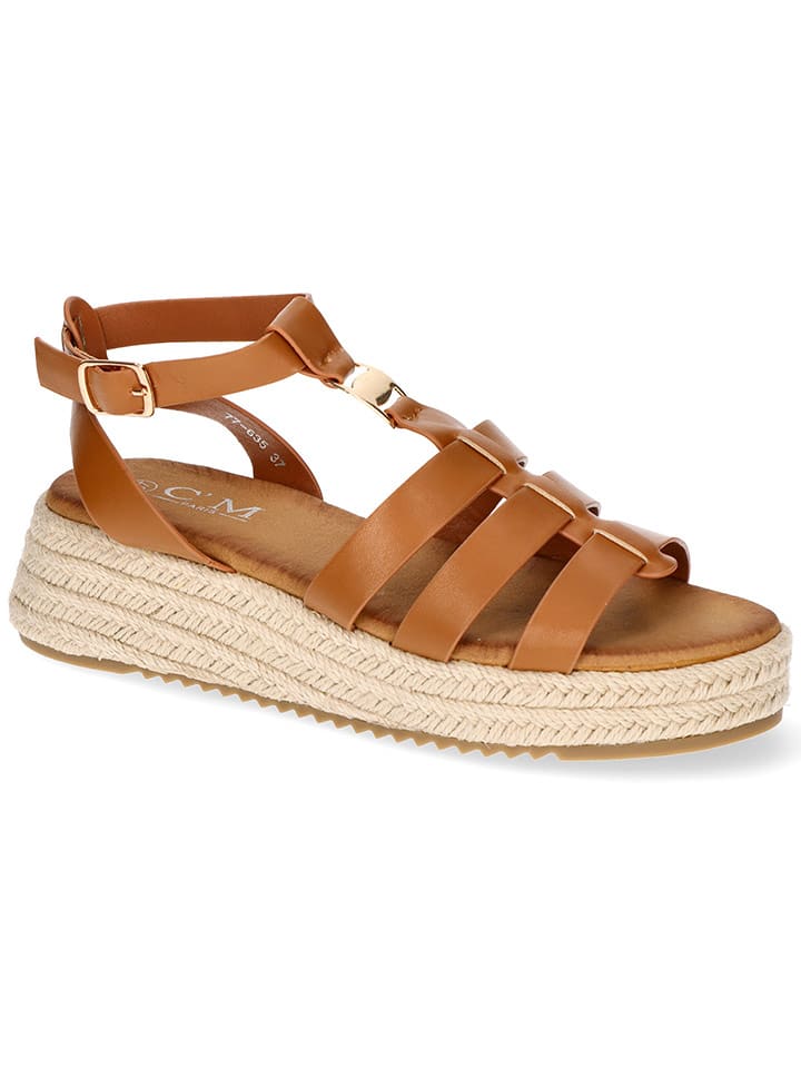 C'M Espadryle w kolorze jasnobrązowym na koturnie rozmiar: 38