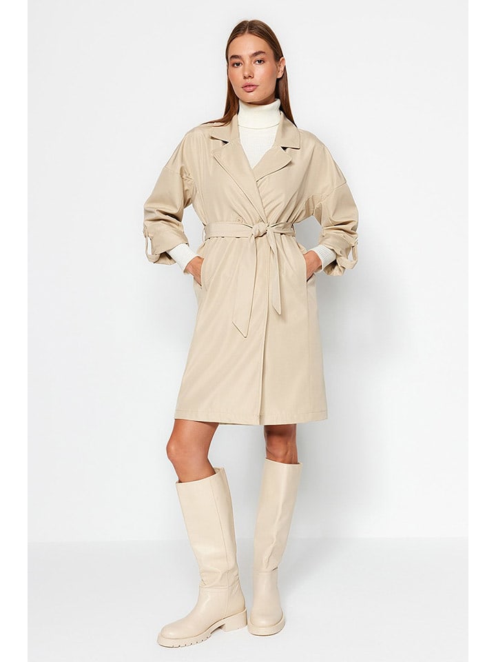 trendyol Płaszcz przejściowy w kolorze beżowym rozmiar: 40