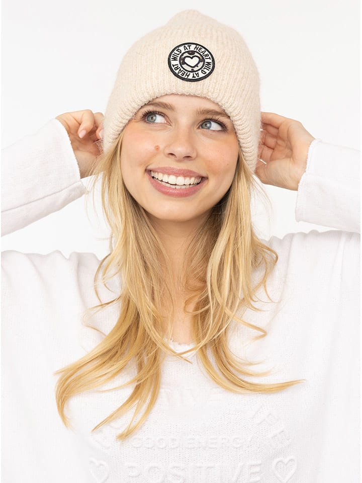 Zwillingsherz Czapka "Wild at Heart" w kolorze beżowym rozmiar: onesize