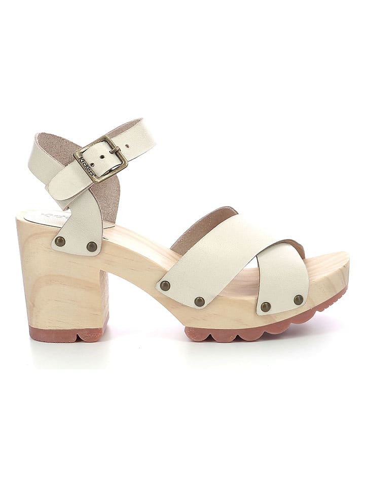 Kickers Skórzane sandały "Kick Wise" w kolorze kremowym rozmiar: 40