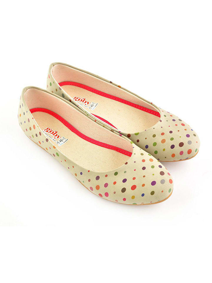 Goby Baleriny w kolorze kremowym ze wzorem rozmiar: 40