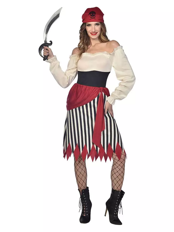 amscan 2-częściowy kostium "Notorious pirates" w kolorze czerwono-czarno-kremowym rozmiar: S