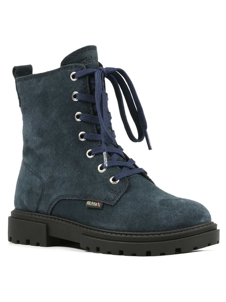 Richter Shoes Skórzane kozaki "Klara" w kolorze granatowym rozmiar: 37