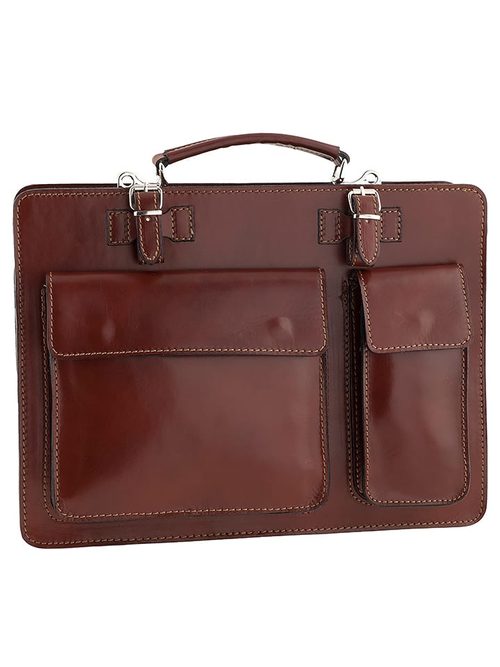 ORE10 Skórzana aktówka "Bologna" w kolorze brązowym - 38 x 29 x 11 cm rozmiar: onesize