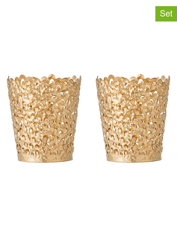 Bloomingville Świeczniki (2 szt.) "Mizou" w kolorze złotym - wys. 8,5 x Ø 7,5 cm rozmiar: onesize