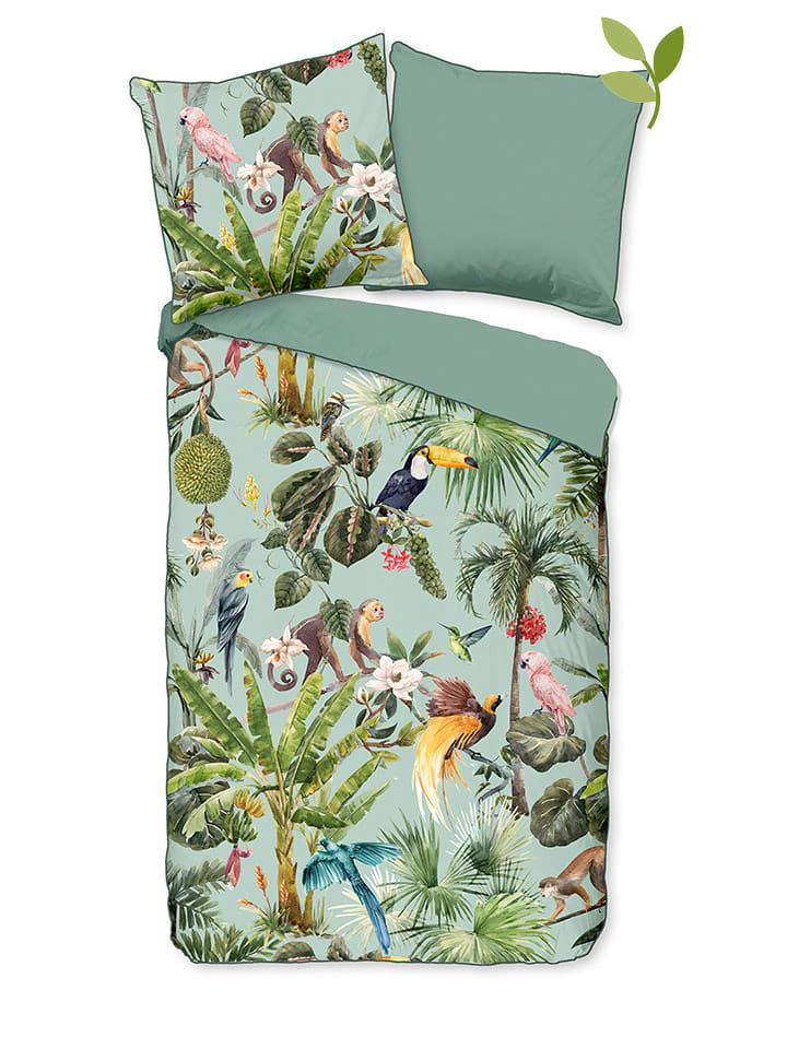 Descanso Komplet pościeli satynowej "Ignadi" w kolorze zielonym rozmiar: 200x200 cm