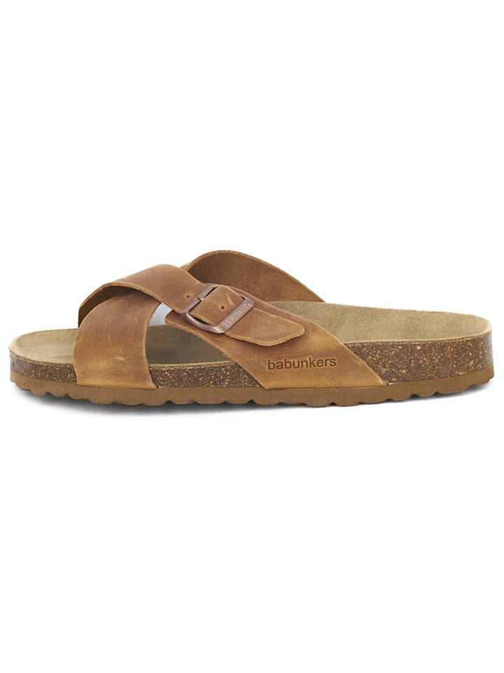 BABUNKERS Family Skórzane klapki w kolorze brązowym rozmiar: 42