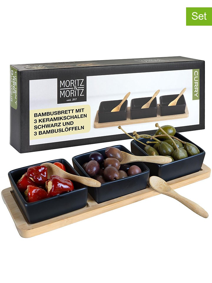 Moritz & Moritz 7-częściowy zestaw w kolorze czarno-beżowym do serwowania rozmiar: onesize