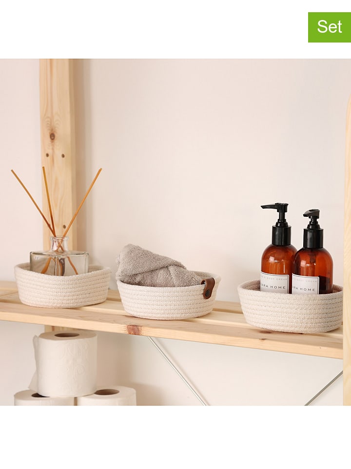 ABERTO DESIGN Kosze (3 szt.) w kolorze kremowym - wys. 6 x Ø 15 cm rozmiar: onesize