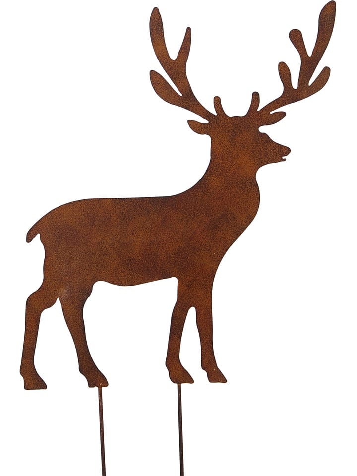 POSIWIO Dekoracja ogrodowa "Deer" w kolorze jasnobrązowym - 53 x 59 cm rozmiar: onesize