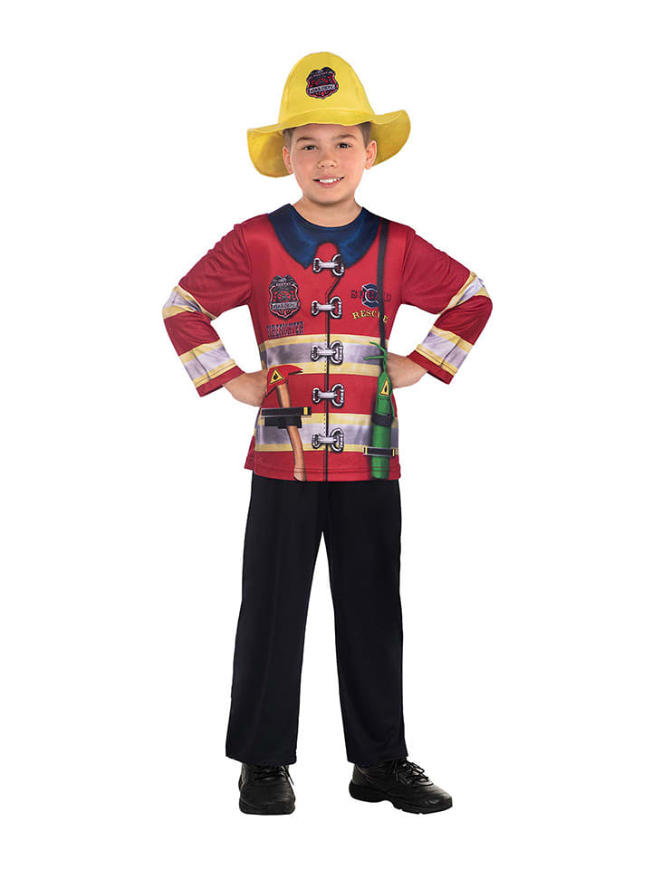 amscan 2-częściowy kostium "Sustainable Fireman" w kolorze czerwono-czarnym rozmiar: 98/104