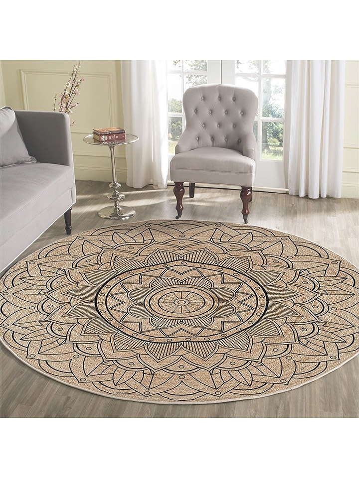 ABERTO DESIGN Dywan w kolorze beżowym ze wzorem rozmiar: 80x80 cm