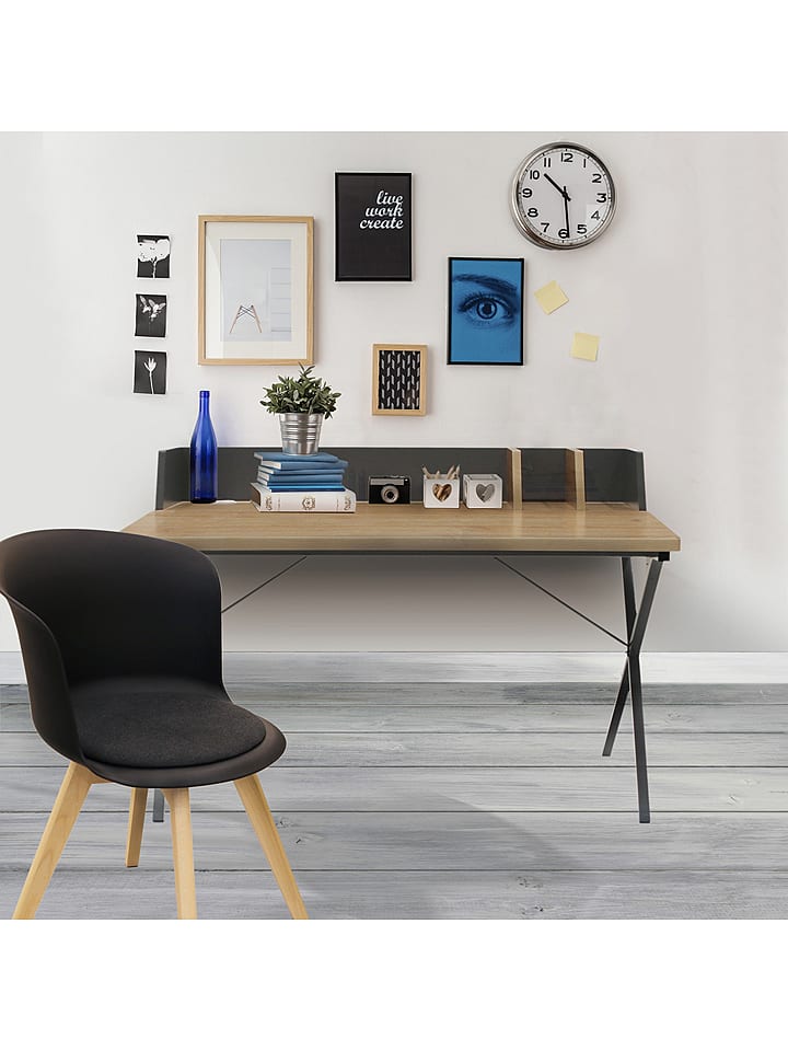 The Home Deco Kids Biurko w kolorze czarno-jasnobrązowym - 90 x 84 x 50 cm rozmiar: onesize