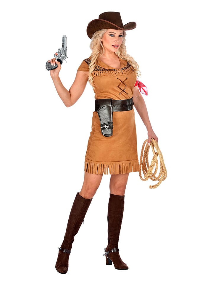 Carnival Party Sukienka kostiumowa "Cowgirl" w kolorze jasnobrązowym rozmiar: M
