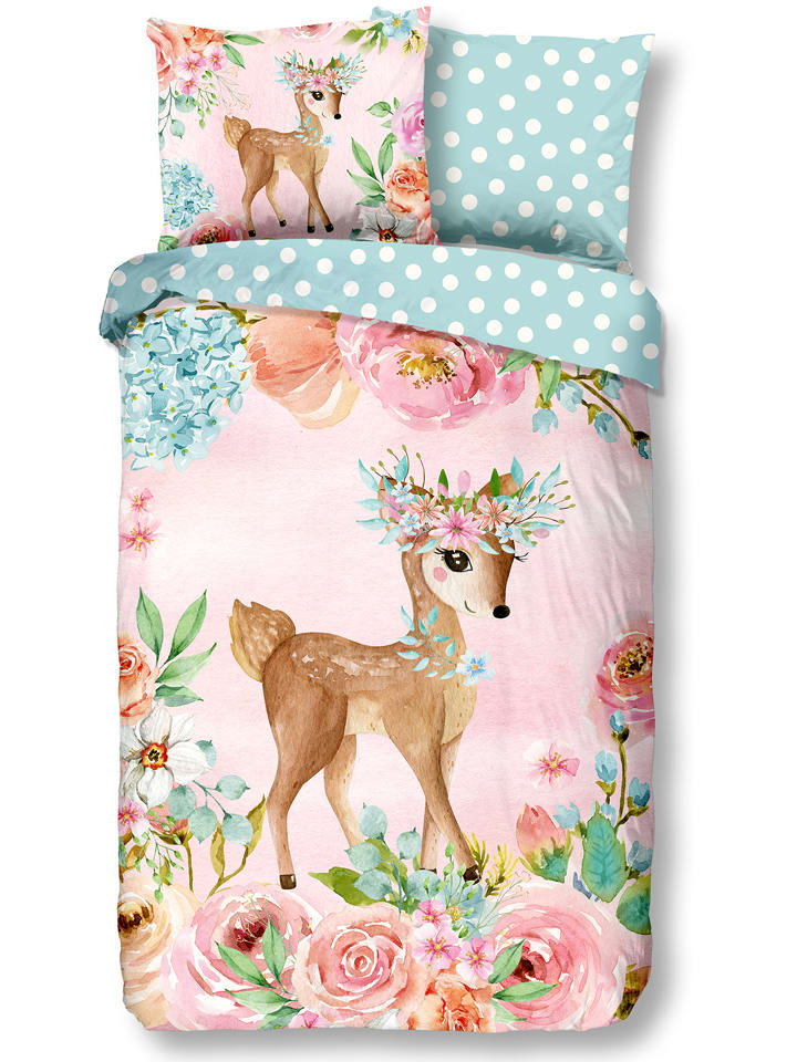 Good Morning Komplet pościeli renforcé "Sweet" w kolorze jasnoróżowym rozmiar: 135x200 cm