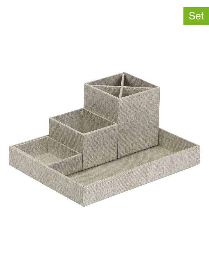 BigsoBox 4-częściowy organizer biurkowy "Lena" w kolorze beżowym rozmiar: onesize