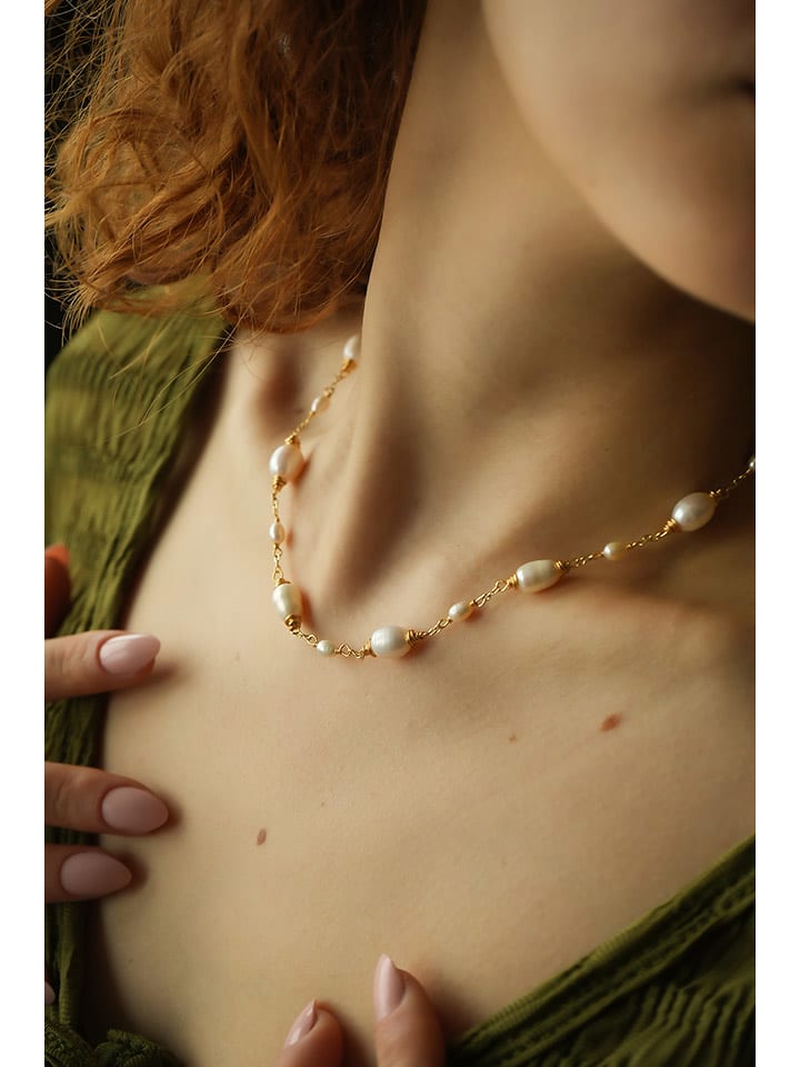 Pierres delicates Naszyjnik w kolorze białym z perłami - dł. 45 cm rozmiar: onesize