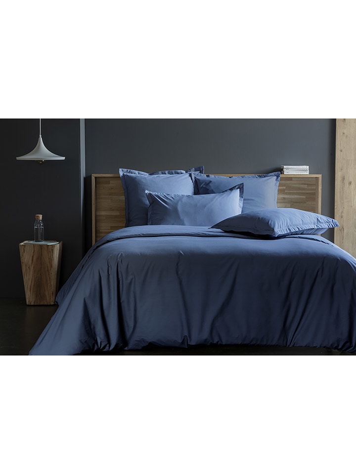 Soft by Perle de Coton Perkalowa poszwa w kolorze niebieskim na kołdrę rozmiar: 200x200 cm