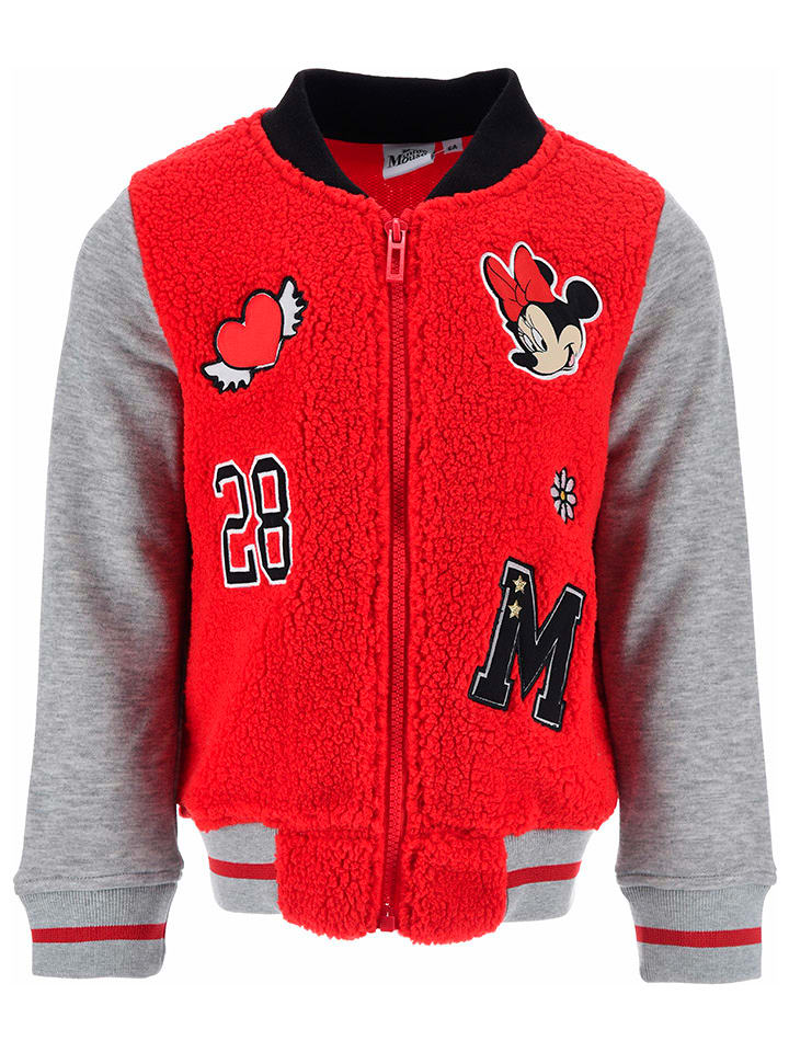 Disney Minnie Mouse Kurtka polarowa "Minnie" w kolorze czerwono-szarym rozmiar: 104