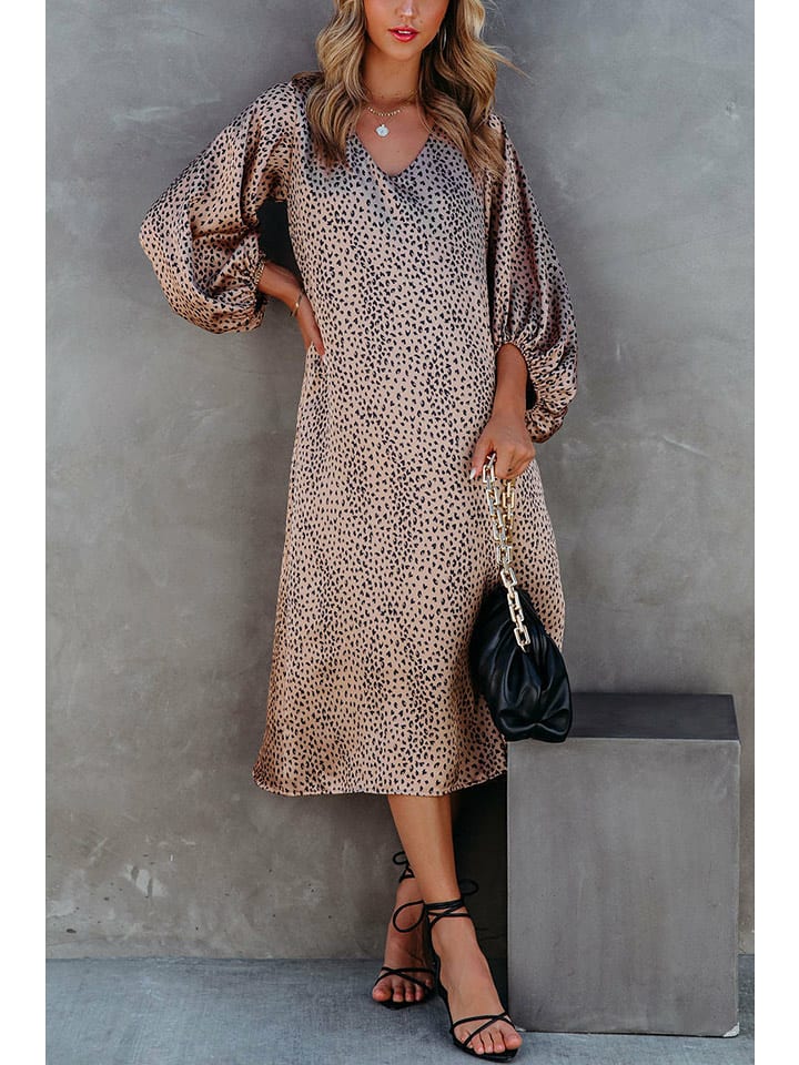 Milan Kiss Sukienka w kolorze beżowo-czarnym rozmiar: S