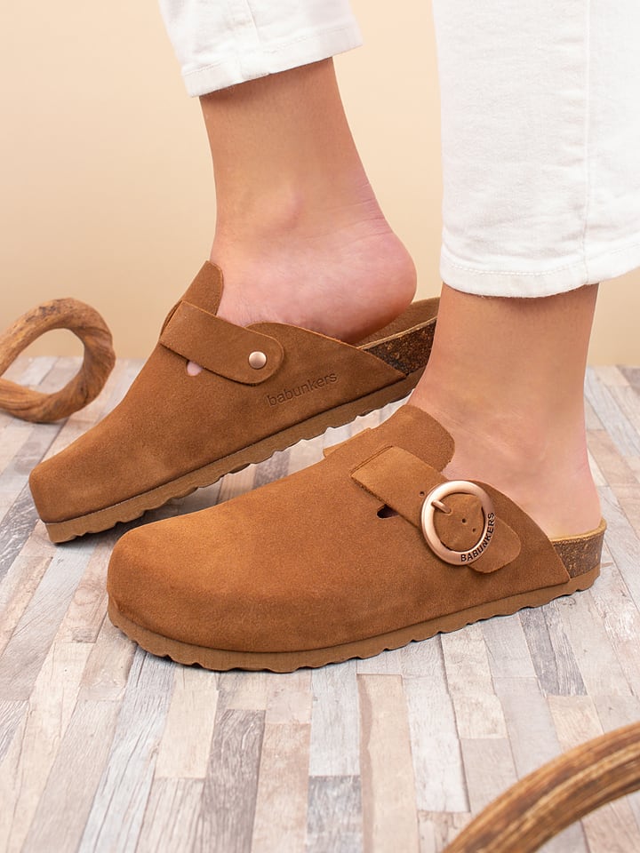 BABUNKERS Family Skórzane chodaki w kolorze jasnobrązowym rozmiar: 41