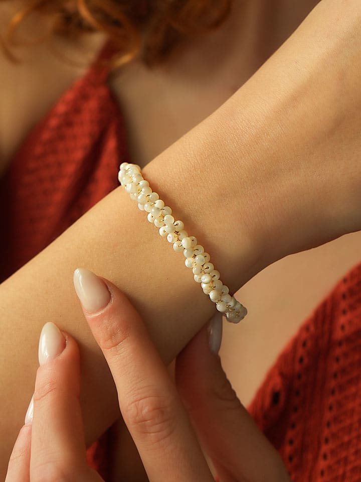 Pierres de Jade Pozłacana bransoletka z perłami rozmiar: onesize