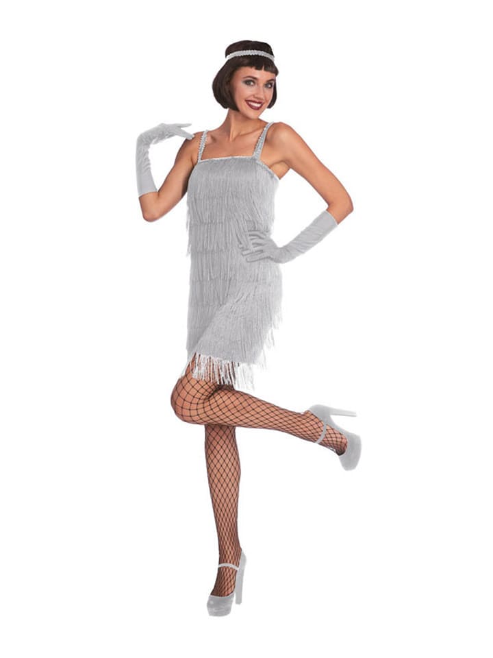 amscan 3-częściowy kostium "Silver Flapper Dress" w kolorze srebrnym rozmiar: M