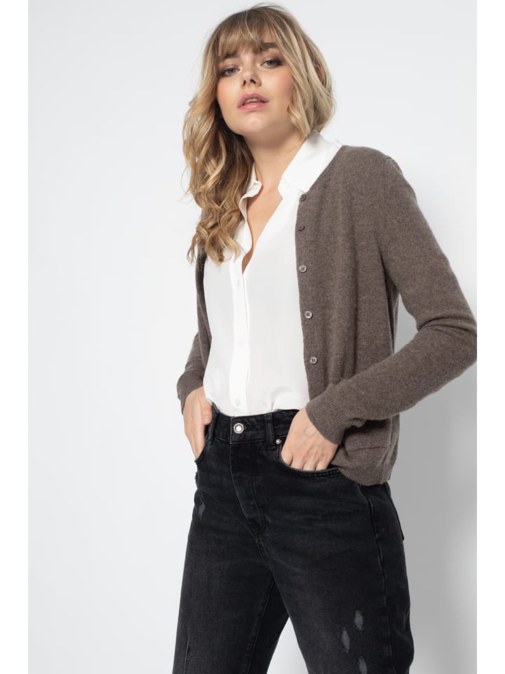 Perfect Cashmere Kaszmirowy kardigan "Amy" w kolorze brązowym rozmiar: XL