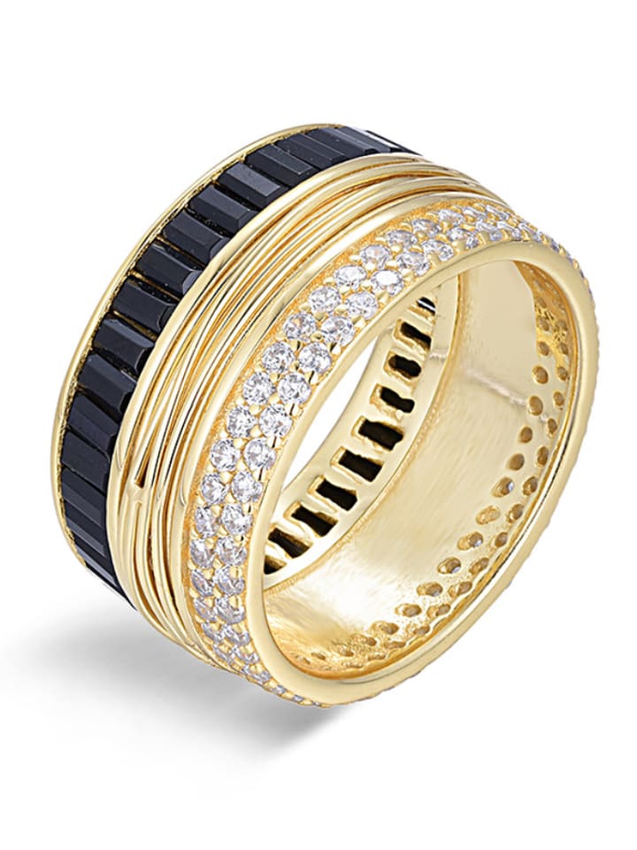 DI GIORGIO Pozłacany pierścionek z cyrkoniami rozmiar: 50